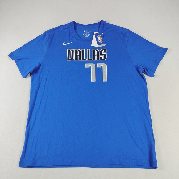 Dallas Mavericks Shirt Mens 2XL‎ Blue NBA Basketball Doncic 77 Tee Nike Cotton - Picture 1 of 9